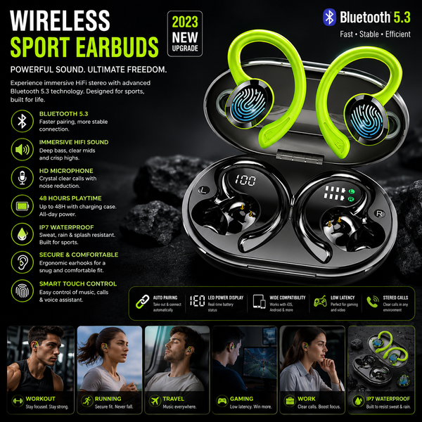 🎧🔥 Wireless Sport Earbuds Bluetooth 5.3 🔥🎧