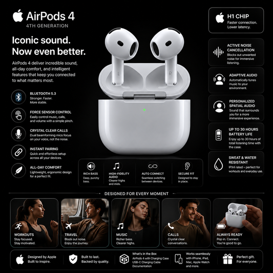 🎧 Apple AirPods 4 (4th Generation) – Premium Wireless Earbuds 🍏✨