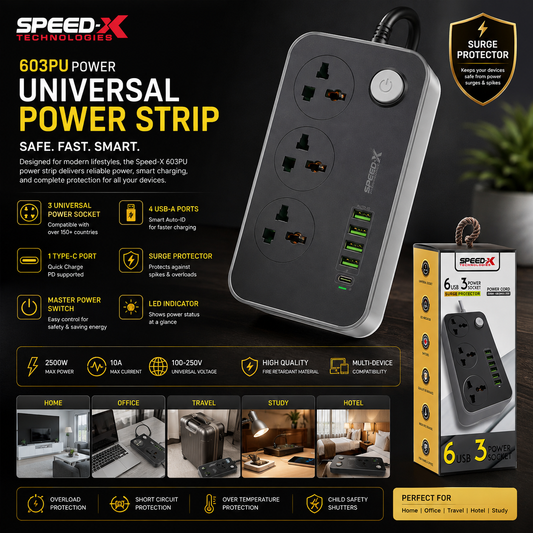 ⚡🔌 Speed-X 603PU Universal Power Strip 🔌⚡