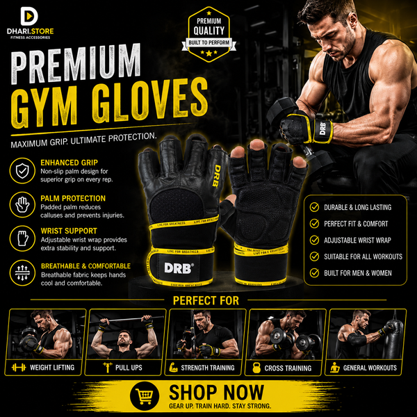 Premium Gym Gloves – Maximum Grip, Palm Protection & Wrist Support 💪🔥